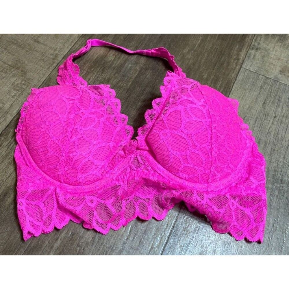 Victorias Secret Bra Womens XS Pink Padded Underwire Lace